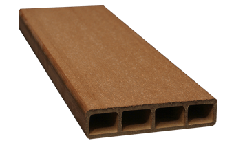 IDekk HD image showing this composite decking S4S profile with a smooth edge; product silo shot.