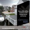 Optima dekk naturally defies the elements. especially water. Image showing optima dekk in a residential waterway with dock and boat.
