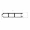 Technical drawing image showing the measurements of the IDekk T&G composite deck board.